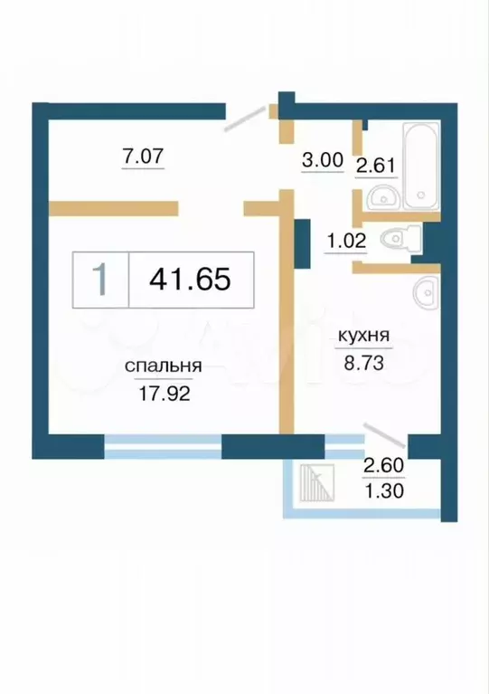 1-к. квартира, 41,7 м, 12/16 эт. - Фото 0