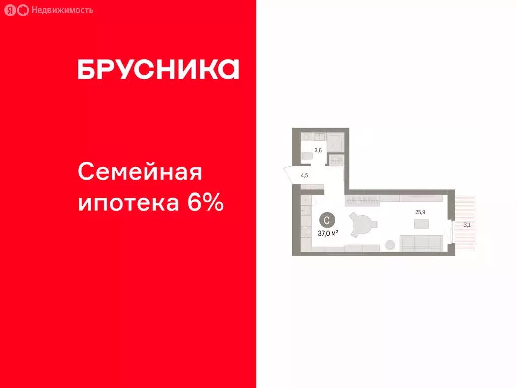 Квартира-студия: Челябинская область, Сосновский муниципальный округ, ... - Фото 1