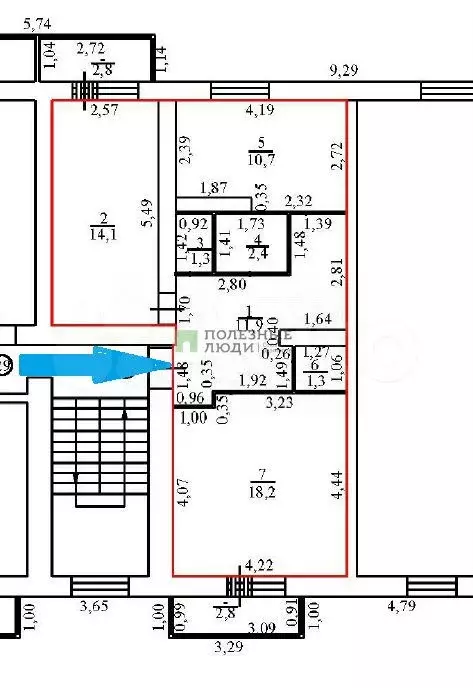 2-к. квартира, 60 м, 5/6 эт. - Фото 0