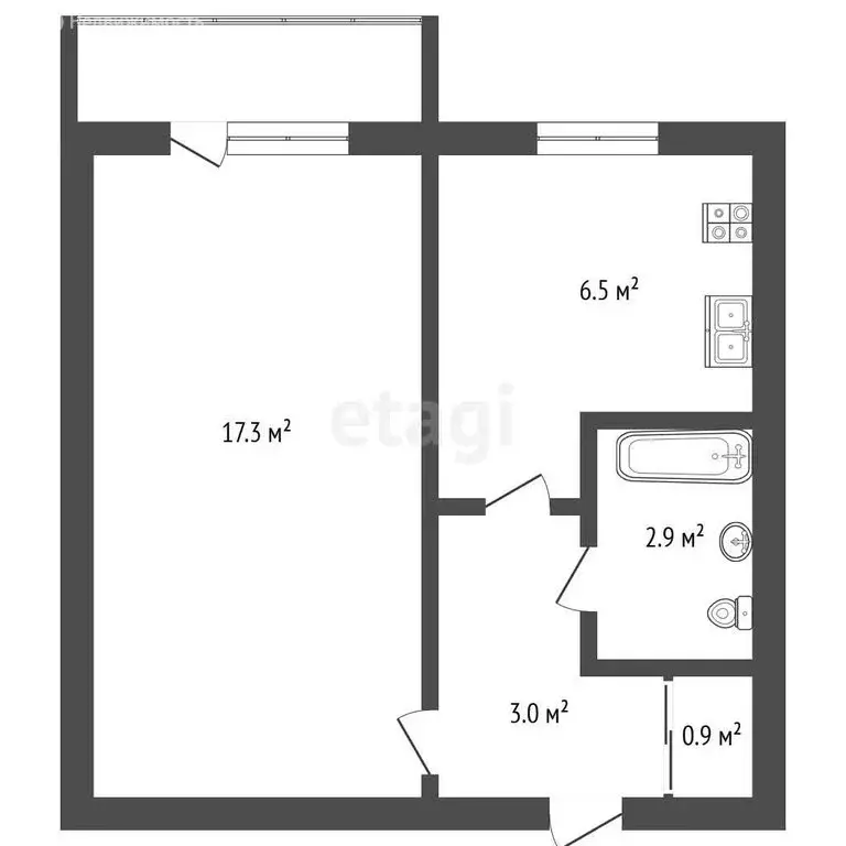1-комнатная квартира: Северск, Коммунистический проспект, 100 (30.7 м) - Фото 1