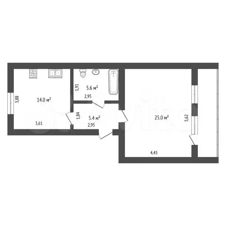 1-к. квартира, 50 м, 2/13 эт. - Фото 0