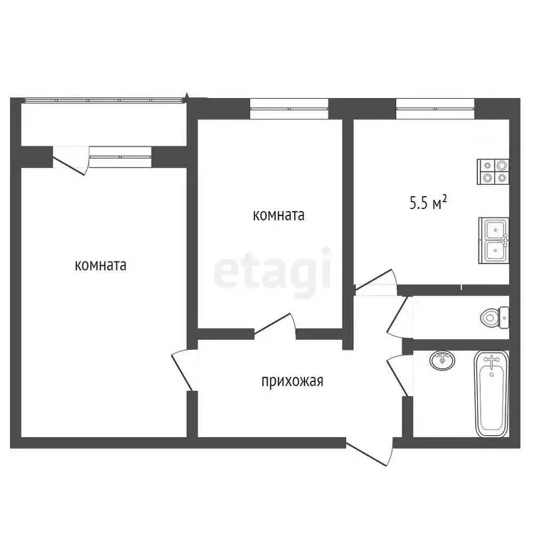 2-комнатная квартира: Тамбов, Мичуринская улица, 50Б (52.6 м) - Фото 0