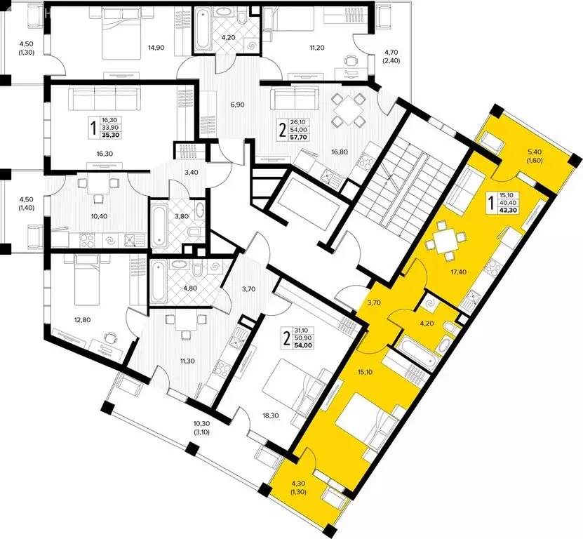 1-комнатная квартира: Сукко, жилой комплекс Кипарис (43.3 м) - Фото 2