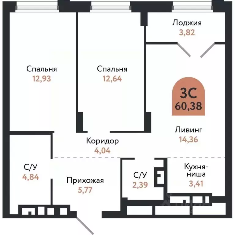 3-к кв. Томская область, Томск Черемошники мкр, ул. Бердская, 14/3 ... - Фото 1