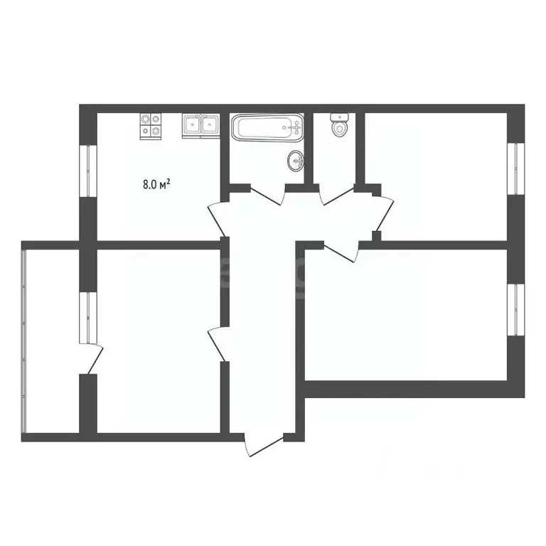 3-к кв. Томская область, Северск Северная ул., 34 (64.2 м) - Фото 2