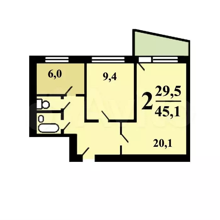 Аукцион: 2-к. квартира, 45,1 м, 4/9 эт. - Фото 0