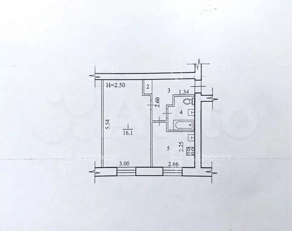 1-к. квартира, 30,9 м, 1/2 эт. - Фото 0