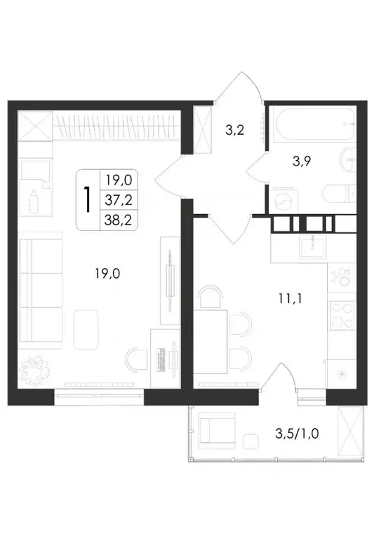 1-к кв. Воронежская область, Новоусманский район, пос. Отрадное ул. ... - Фото 1