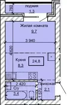 1-к кв. Алтайский край, Барнаул ул. Анатолия (24.8 м) - Фото 0