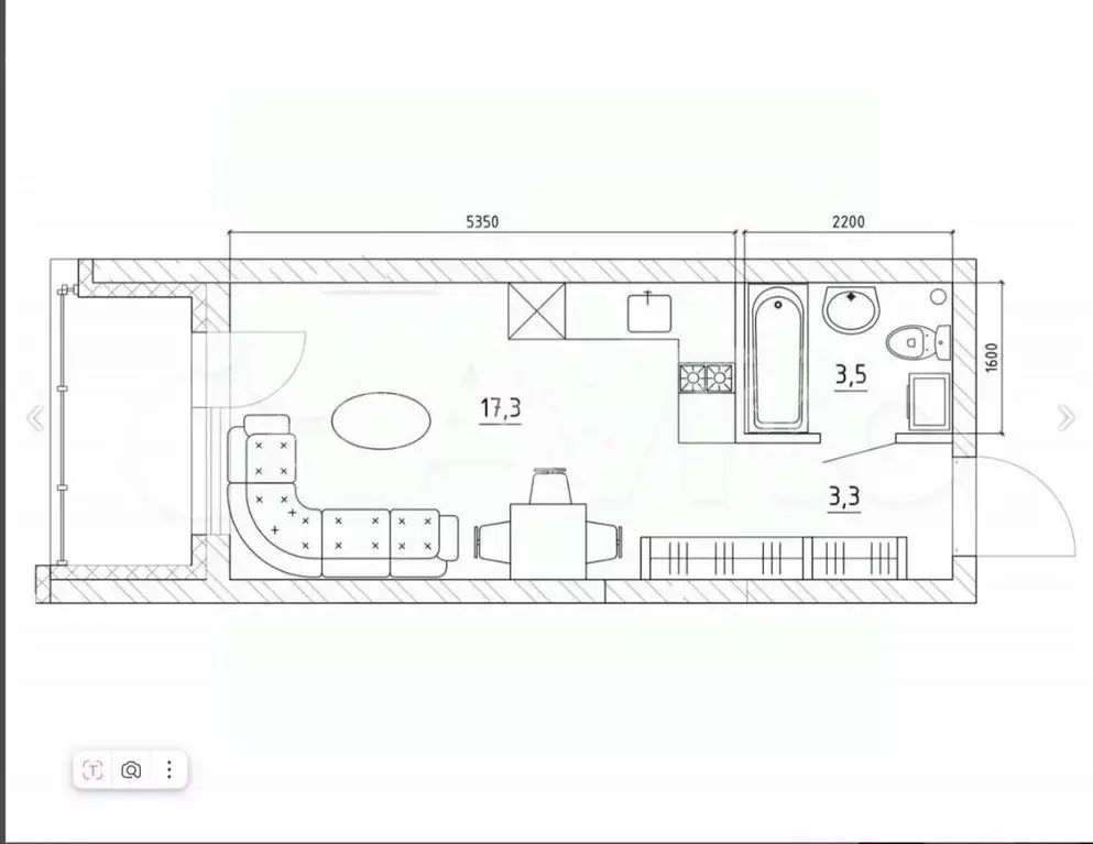 Студия Кемеровская область, Кемерово Институтская ул., 34 (28.0 м) - Фото 2