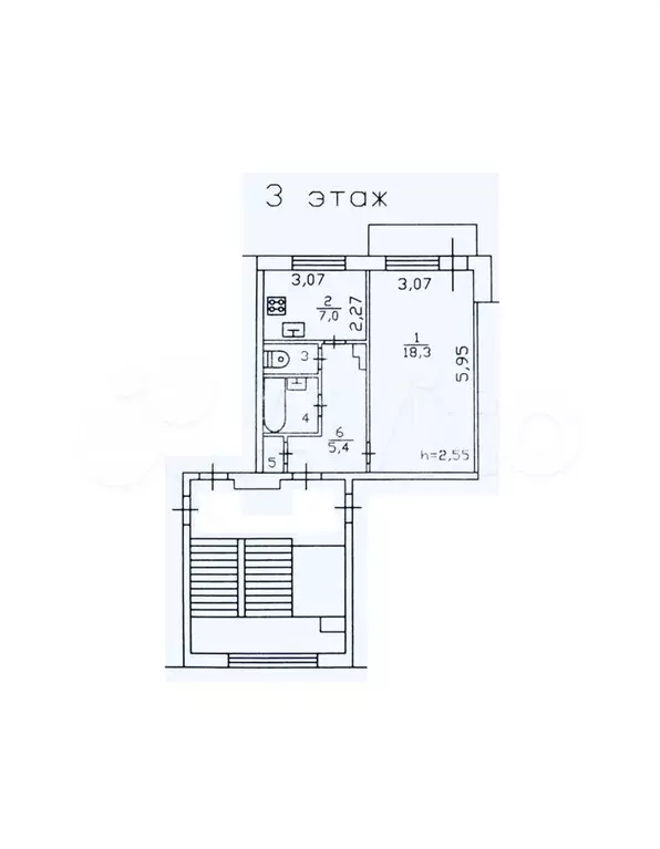 1-к. квартира, 35,1 м, 3/5 эт. - Фото 0