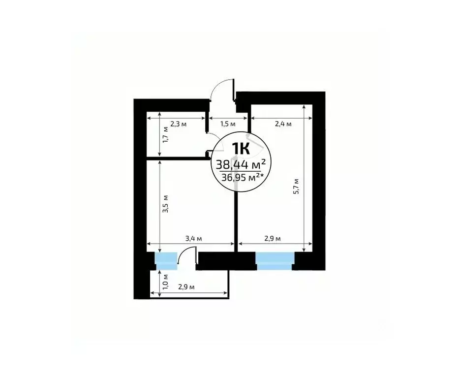 1-к кв. Самарская область, Самара пос. Мехзавод, 1-й кв-л, 50 (38.44 ... - Фото 2