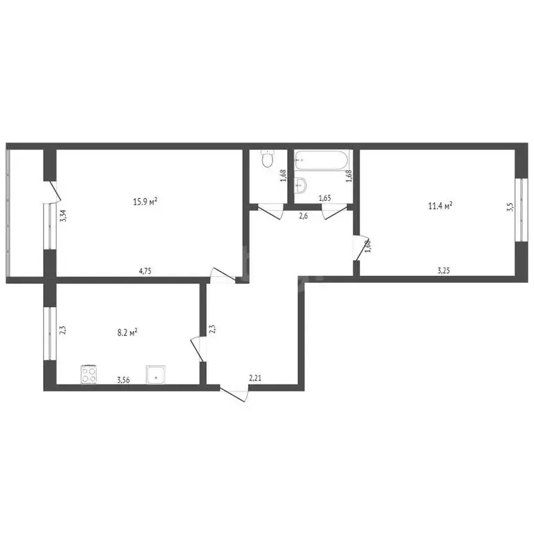 2-комнатная квартира: Абакан, улица Володарского, 4 (49.2 м) - Фото 1