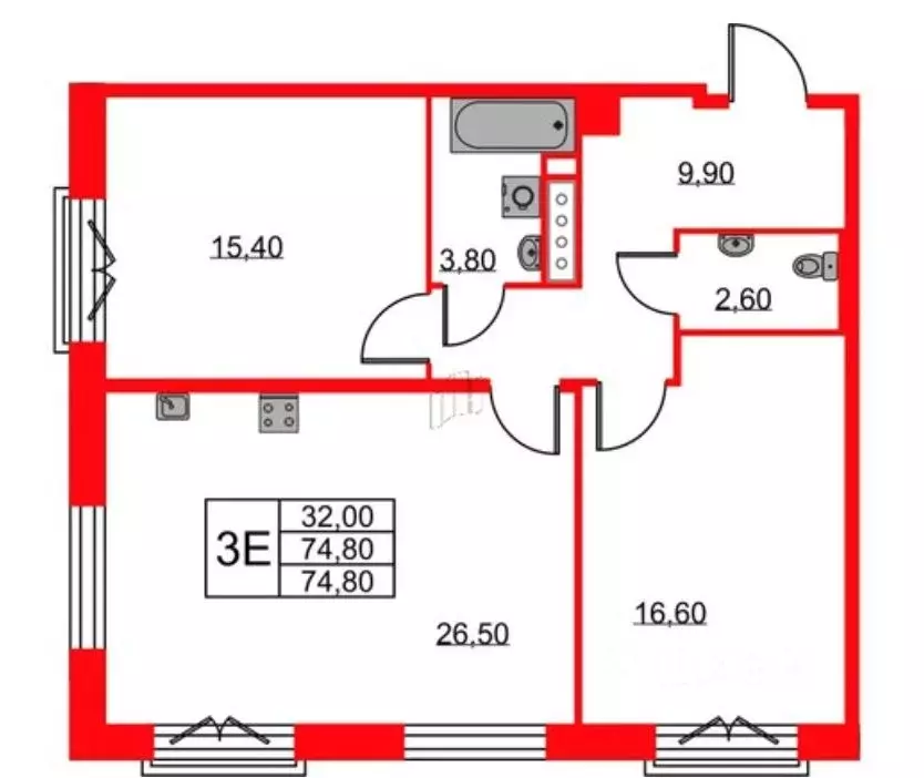 2-к кв. Санкт-Петербург Петровский просп., 9к2 (75.0 м) - Фото 0