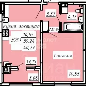 1-к кв. Курская область, Курск Соловьиная ул., 53 (40.77 м) - Фото 2