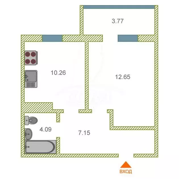 1-комнатная квартира: тюмень, улица тимофея чаркова, 79к3 (35 м) - Фото 1