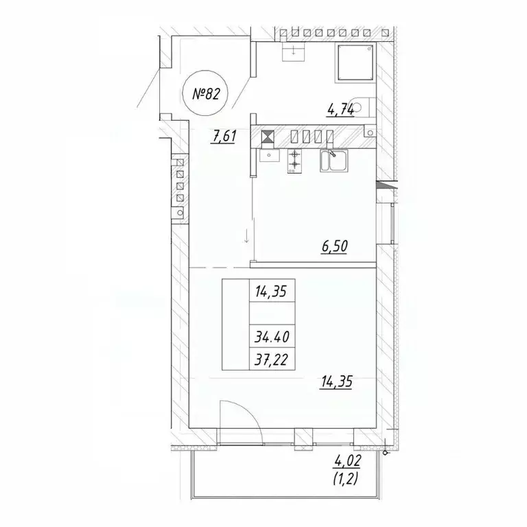 1-к кв. Калининградская область, Зеленоградск  (34.4 м) - Фото 1