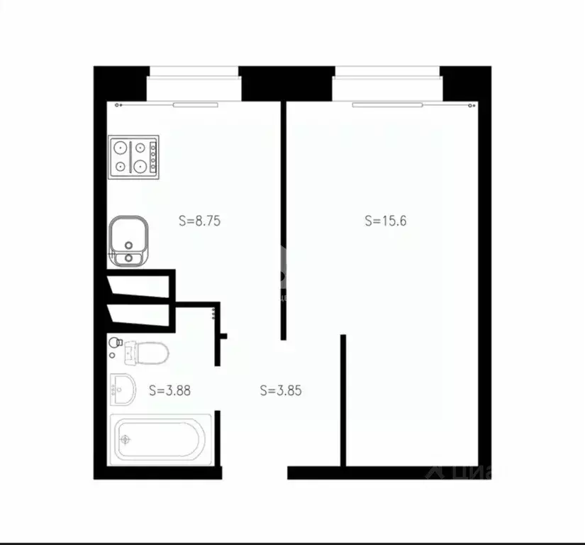 1-к кв. Новосибирская область, Бердск ул. Рогачева, 20А (38.37 м) - Фото 2