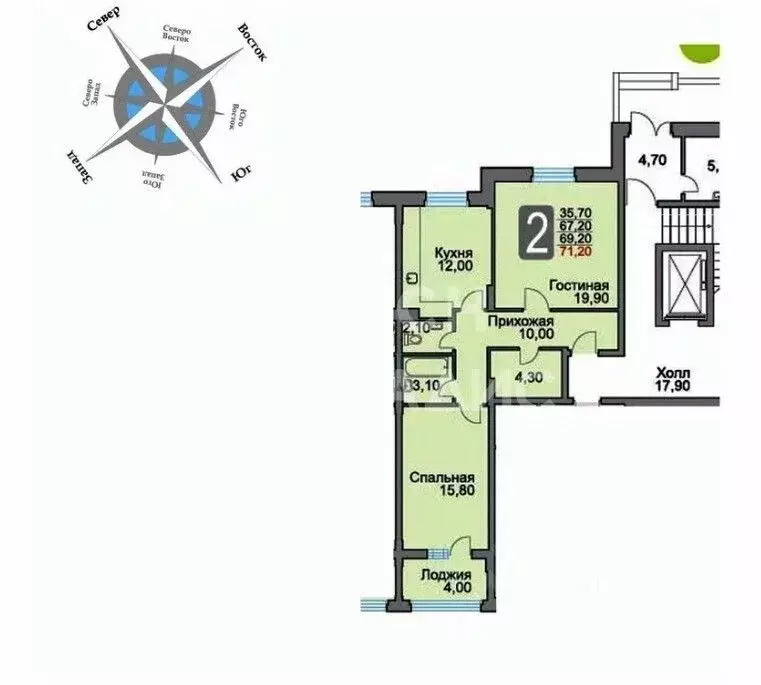 2-к кв. Московская область, Королев ул. Горького, 79к7 (67.0 м) - Фото 1