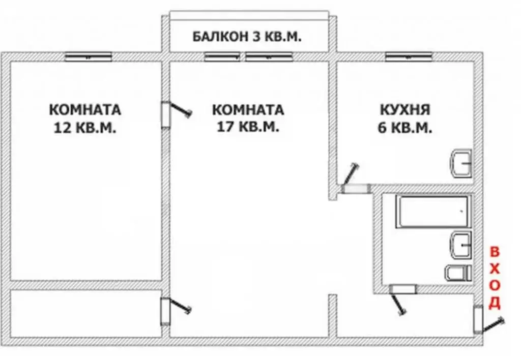 2-комнатная квартира: Казань, Волгоградская улица, 12 (41.1 м) - Фото 1