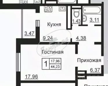 1-к кв. Калужская область, Калуга Анненки мкр, ул. Анненки, 38к1 (44.0 ... - Фото 2