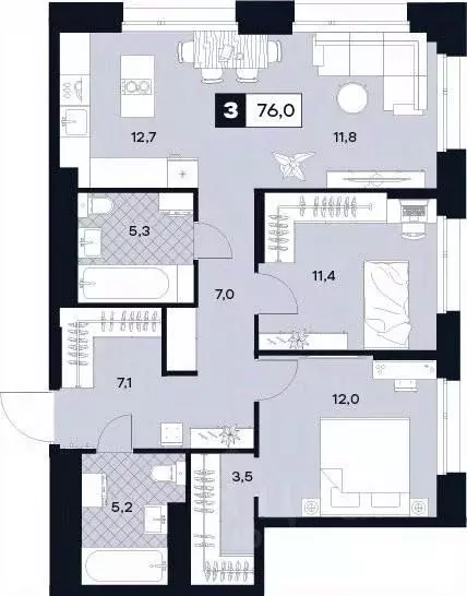 3-к кв. Москва Лодочная ул., 27К2 (76.0 м) - Фото 0