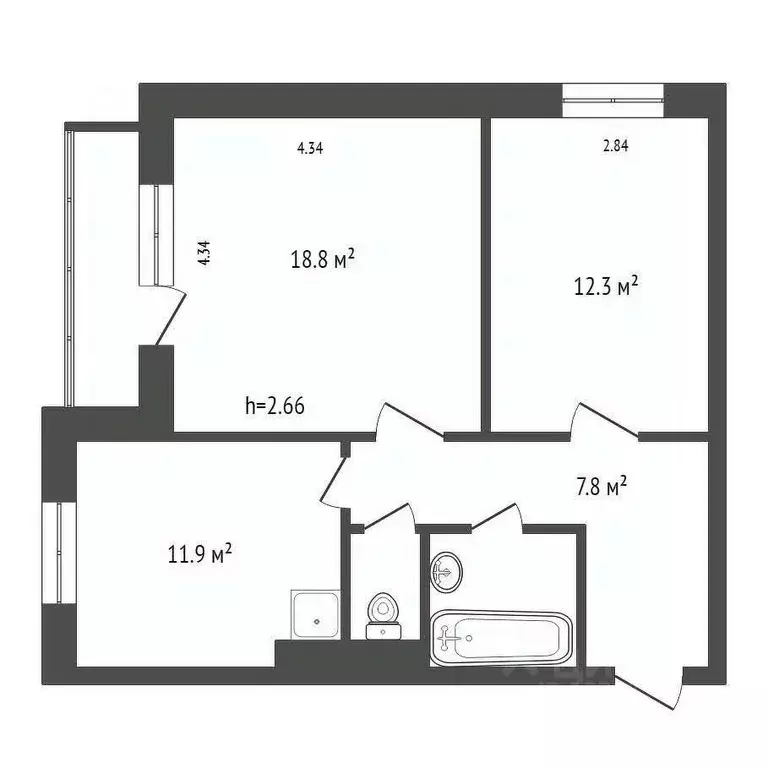 2-к кв. Красноярский край, Красноярск ул. Академика Киренского, 29 ... - Фото 2