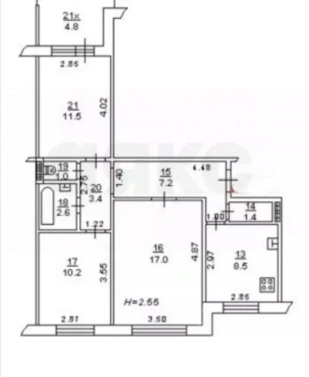 3-к кв. Ростовская область, Ростов-на-Дону ул. Зорге, 25/5 (65.0 м) - Фото 2