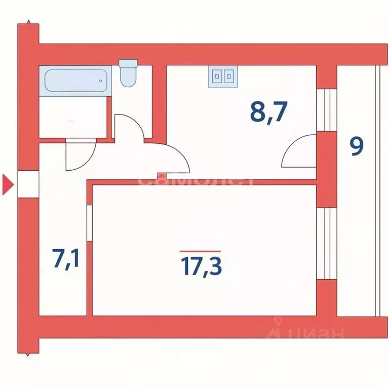 1-к кв. Воронежская область, Воронеж ул. Моисеева, 55 (37.2 м) - Фото 2
