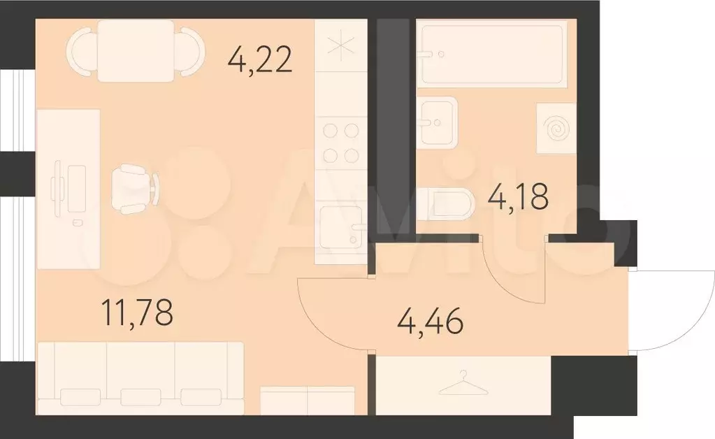 Квартира-студия, 24,6 м, 9/25 эт. - Фото 0