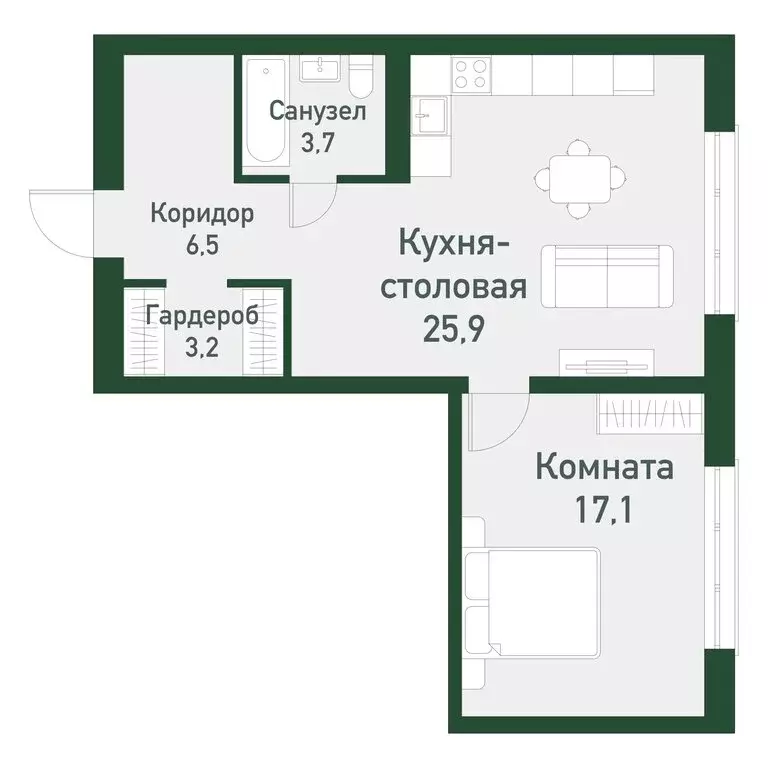 1-комнатная квартира: посёлок Западный, микрорайон Привилегия (56.46 ... - Фото 0