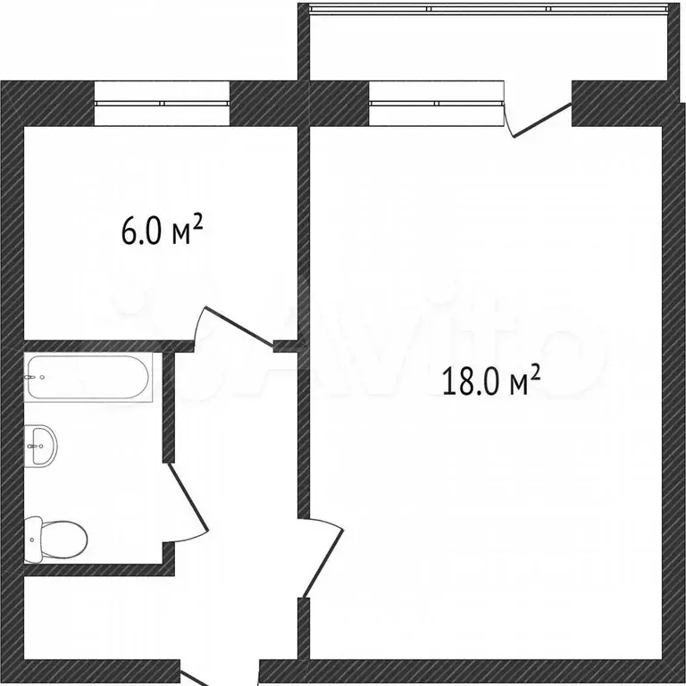 1-к. квартира, 30,6 м, 4/5 эт. - Фото 0