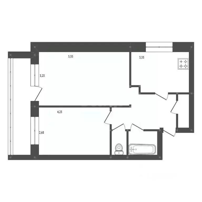 2-к кв. Амурская область, Белогорск Красноармейская ул., 21 (47.8 м) - Фото 2