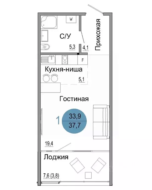1-к кв. Крым, Керчь Белый город жилой комплекс (37.7 м) - Фото 0