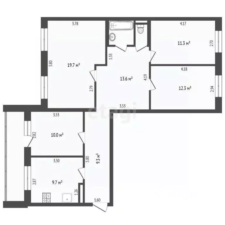4-к кв. Тюменская область, Тюмень Широтная ул., 156/1 (89.5 м) - Фото 2