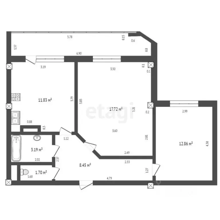 2-к кв. Ульяновская область, Ульяновск ул. Робеспьера, 81к1 (52.7 м) - Фото 1