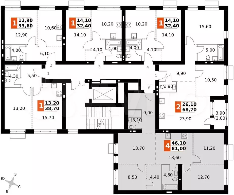 4-к. квартира, 81 м, 3/5 эт. - Фото 1