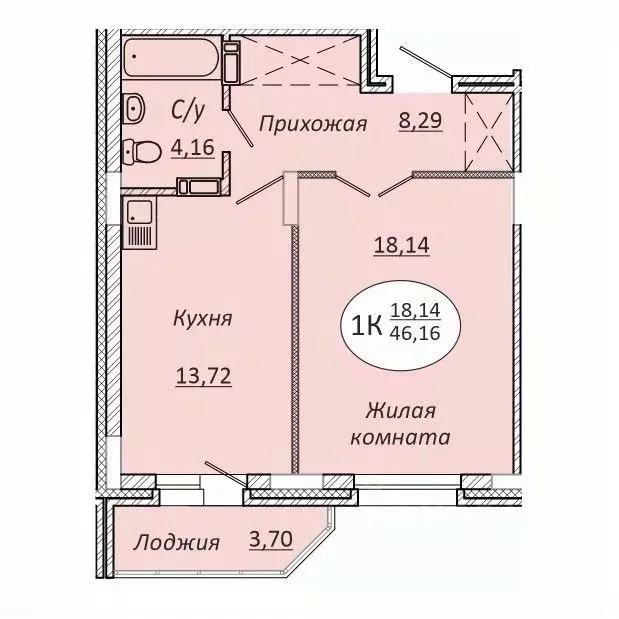 1-к кв. Новосибирская область, Новосибирск 2-я Воинская ул., 51 (46.16 ... - Фото 0