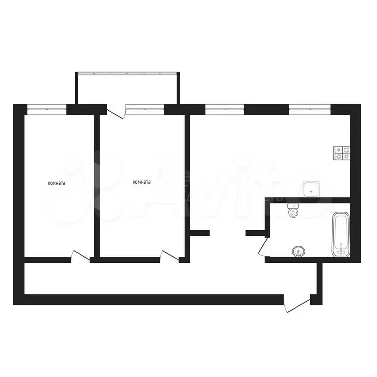 2-к. квартира, 59 м, 2/4 эт. - Фото 0