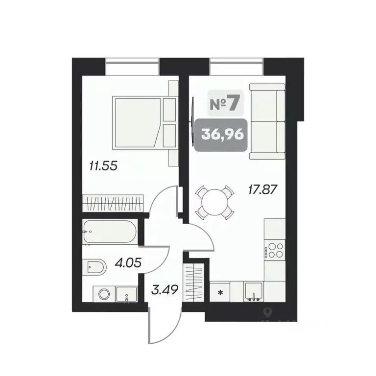 2-к кв. Новосибирская область, Новосибирск пл. Карла Маркса (36.96 м) - Фото 0