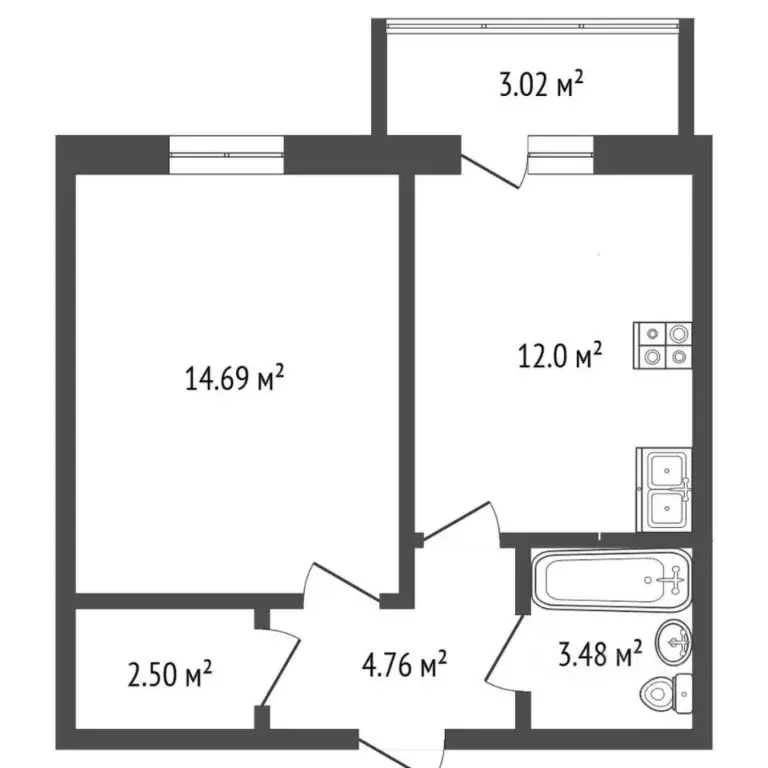 1-к кв. Тюменская область, Тюмень ул. Парада Победы, 9 (33.0 м) - Фото 2