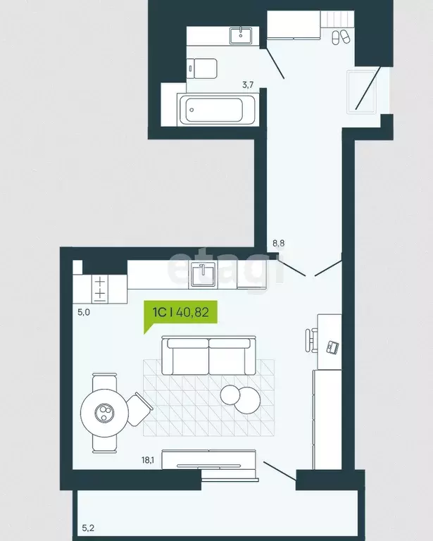 Продаётся 1-к квартира, 41 м - Фото 0