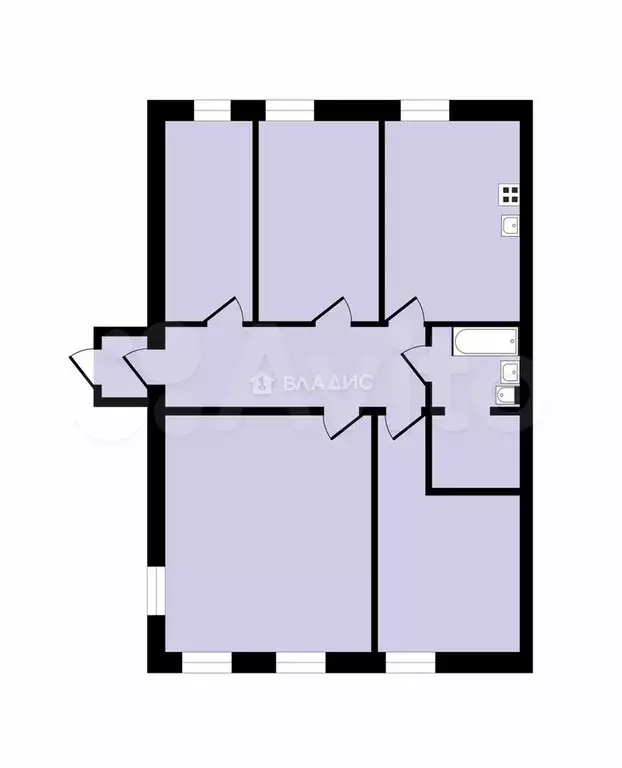 4-к. квартира, 95,6 м, 1/2 эт. - Фото 0