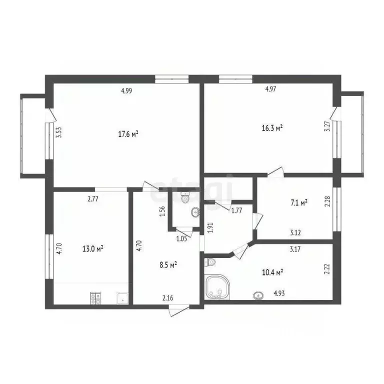 3-к кв. Коми, Сыктывкар ул. Кутузова, 19 (78.9 м) - Фото 0