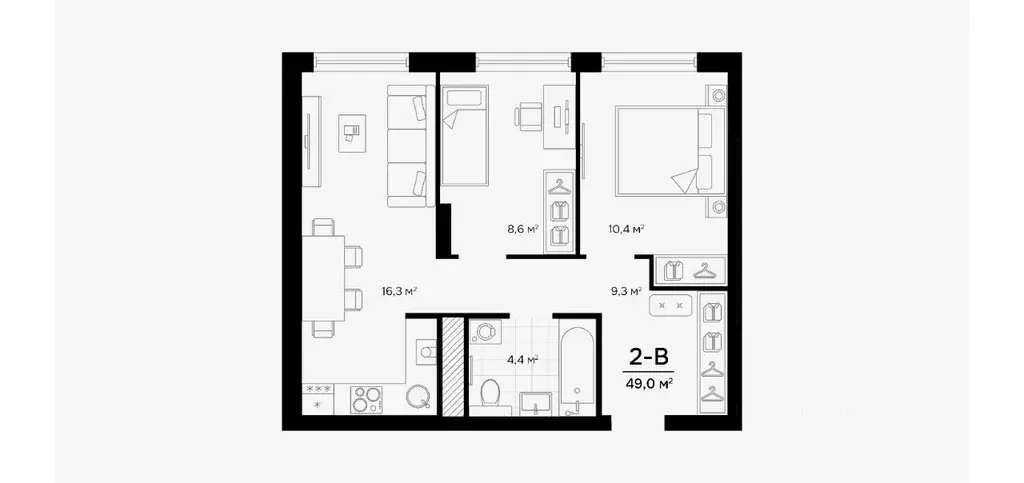 2-к кв. Астраханская область, Астрахань ул. Куликова (49.0 м) - Фото 0