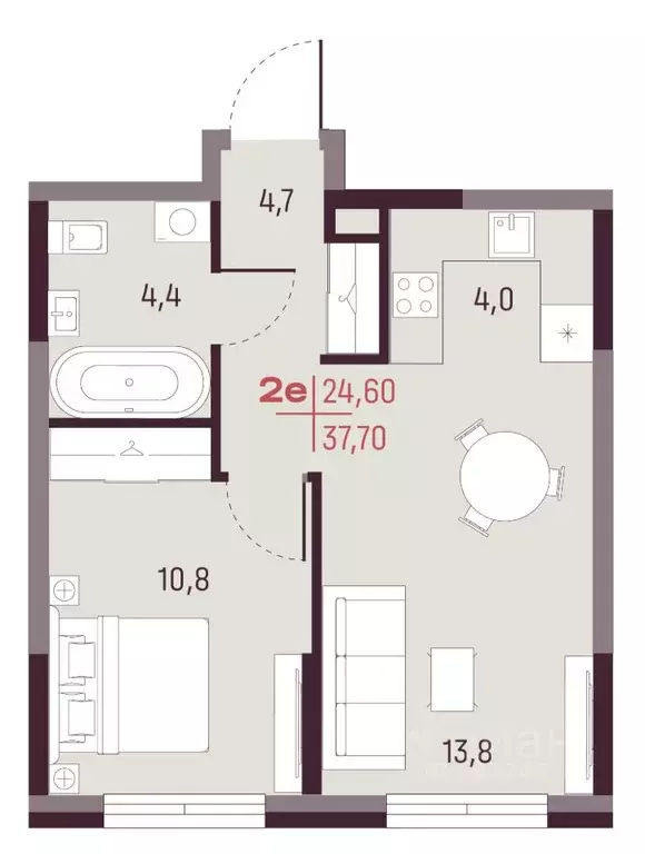2-к кв. Свердловская область, Екатеринбург Академический мкр, 19-й ... - Фото 1