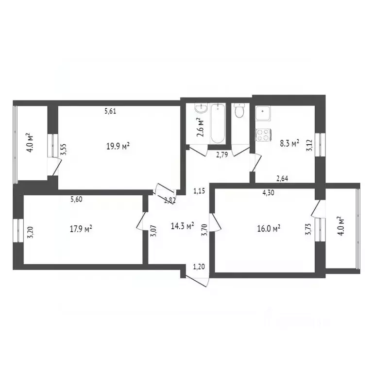 3-к кв. Челябинская область, Миасс Озерная ул., 8 (78.9 м) - Фото 1