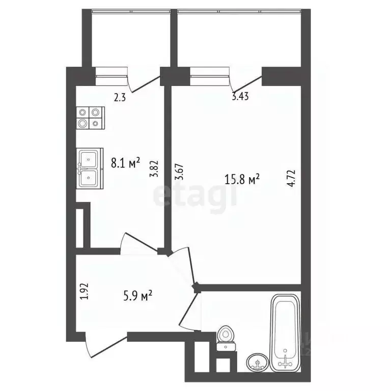 1-к кв. Москва Байкальская ул., 18к4 (33.9 м) - Фото 2