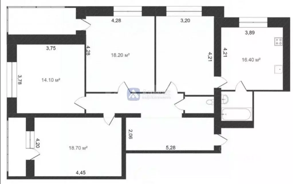 4-к кв. Тюменская область, Тюмень ул. Московский Тракт, 135 (100.65 м) - Фото 1