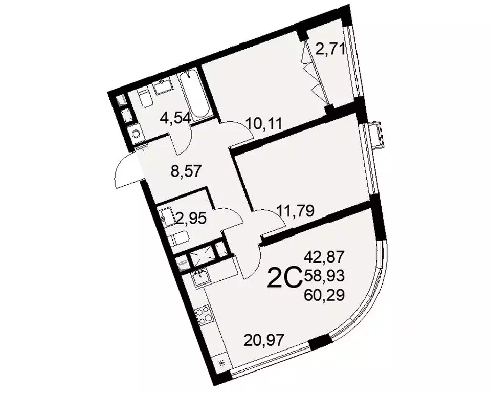 2-к кв. Тульская область, Тула ул. Коминтерна, 44 (60.29 м) - Фото 0